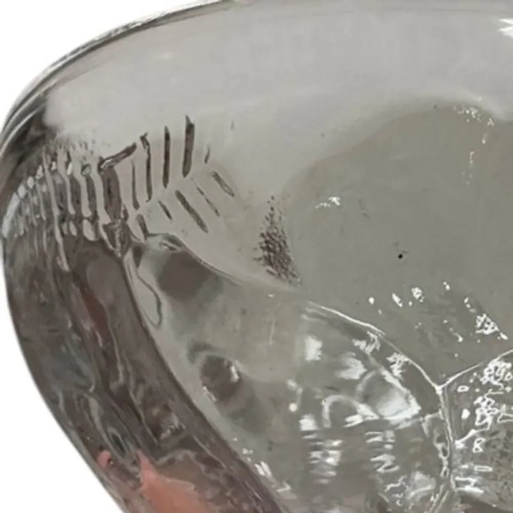 Vintage‎ French France Glass Dessert Coupe Champagne Clear Floral Embossed Set 2